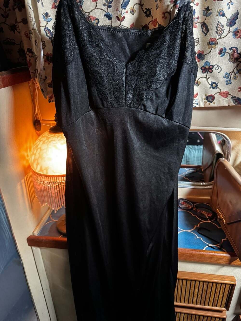 VTG Dixie Belle Slip Dress Style 4514 Size 38 Black Antron Nylon Lace